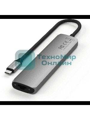 Док-станция (USB-хаб) Satechi ST-P7SM 7-in-1 USB-C Slim Multiport Adapter with Ethernet (Type-C,HDMI, 2xType-A, SD,microSD, RJ-45), до 80 Вт серый