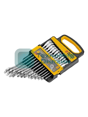 Набор ключей комбинированных трещоточных Denzel 6-19 мм, 12 шт., CrV, матовый хром