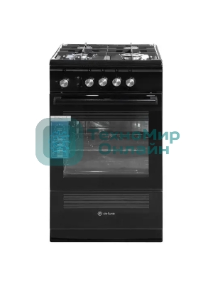 Плита газовая De Luxe 506040.24Г ЧР-001 черный, конфорок 4 шт, духовка 54 л, 50 см x 85 см x 60 см