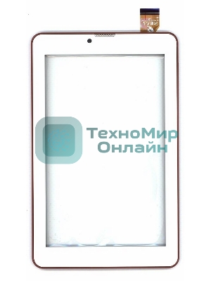 Сенсорное стекло (тачскрин) для Irbis TZ753, белое с коричневой рамкой