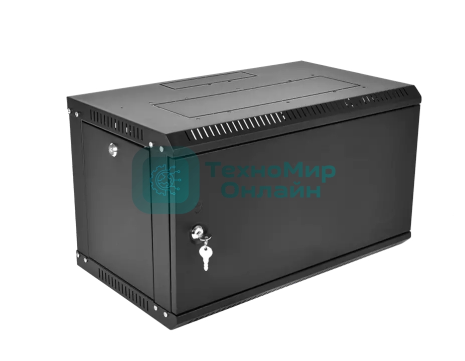 Шкаф телекоммуникационный настенный разборный ЦМО ЭКОНОМ 6U (600 x 520) дверь металл, черный (ШРН-Э-6.500.1-9005)