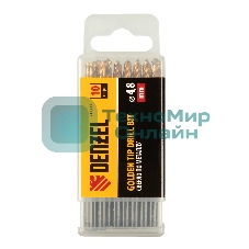 Сверло по металлу Denzel 4,8 мм, HSS-Tin, Golden Tip, 10 шт.