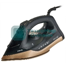 Утюг DELTA LUX DE-3007 черный/золотой, 2400 Вт, 30 г/мин, 150 г/мин, 220 мл