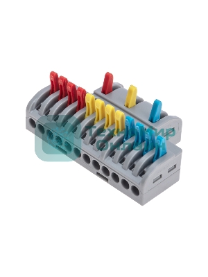 Клемма Rexant СМК 3х4 проходная разветвительная 3 полюса, с монтажной площадкой (1 ввод, 4 вывода на полюс) (10 шт/уп)