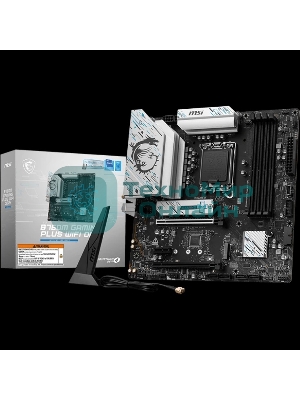Материнская плата MSI B760M GAMING PLUS WIFI DDR4, LGA1700, Intel B760, 4xDDR4, 4xSATA, 2xM.2, 1xPCIe 4.0 x16, 1xPCIe 4.0 x4, 2xPCIe 3.0 x1, 2xDP, 2xHDMI, 1x2.5Gb LAN, Wi-Fi 6E, Bluetooth 5.3, 4xUSB-A 5Gbps, 6xUSB-A 2.0, 3x3.5 мм, 7.1, mATX