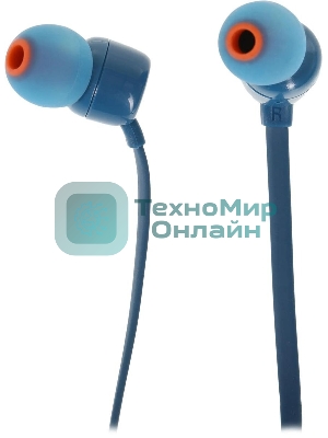 Проводные наушники JBL Tune 110 синий, внутриканальные, Jack 3.5 мм