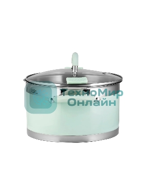 Кастрюля LARA LR02-540 MINT 16x9 см, 1,7 л, носик, индукционное дно, крышка с бортом, полипропилен, силикон, нержавеющая сталь