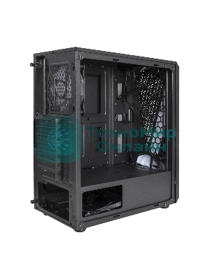 Компьютерный корпус Miditower ExeGate EVO-8225-EVO800 (ATX, БП EVO800RGb с вент. 12см, 2хUSB+1хUSB 3.0, черный, 2 вент. с RGb подсветкой и полоса на передней панели, боковая панель - закаленное стекло)