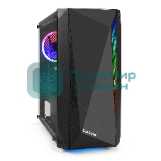 Компьютерный корпус Minitower ExeGate Mistery R2-NPX500 (mATX, БП 500NPX с вент. 12 см, 2*USB+1*USB 3.0, аудио, черный, 1 вент. 12см с RGb подсветкой и полоса на передней панели, боковая панель - закаленное стекло)