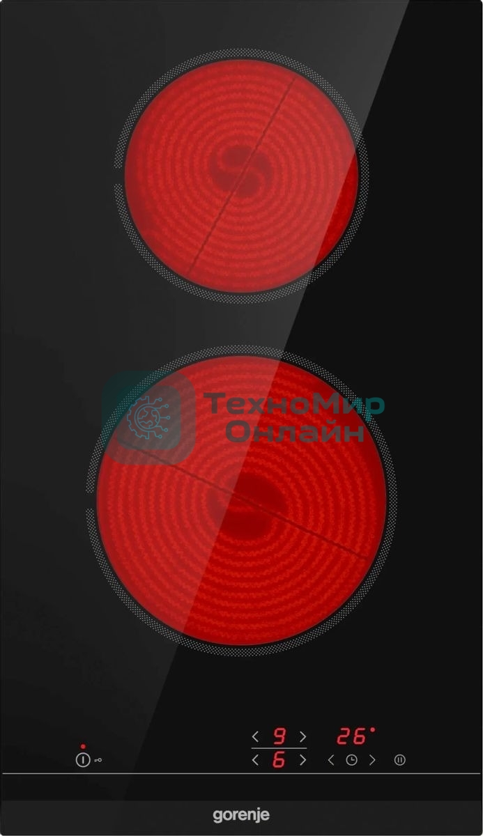 Варочная панель Gorenje ECT321BCSC, конфорок: 2 шт., стеклокерамика, независимая, черный