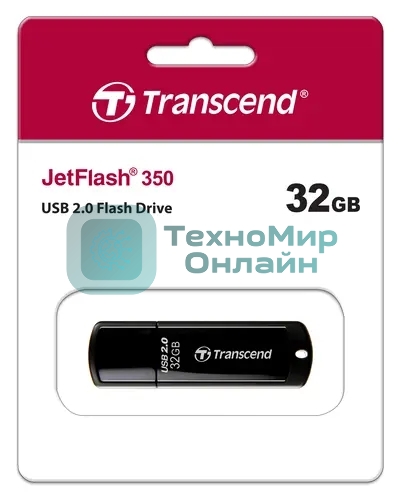 Флешка USB Transcend JetFlash 350 (TS32GJF350), 32Gb, USB 2.0, R/W 15/7, черный