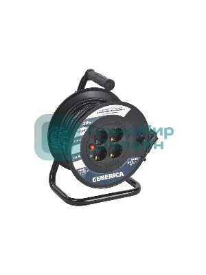 Катушка IEK GENERICA УК20 с т/з 4 места 2P+PE/20м 3х1,0 мм2 GENERICA