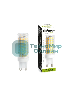 Лампа светодиодная Feron LB-434 (38147) 9 вт 230в G9 белый капсульная