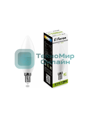 Лампа светодиодная Feron LB-970 (38108) 13 вт E14 белый матовая свеча