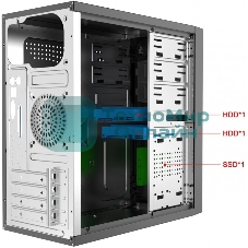 Компьютерный корпус с блоком питания 450Вт. Case Forza mATX case, black, w/PSU 450W 12cm, w/2xUSB 2.0, w/2xUSB 3.0, w/1xType-C (USB 2.0), w/pwr cord, w/o FAN