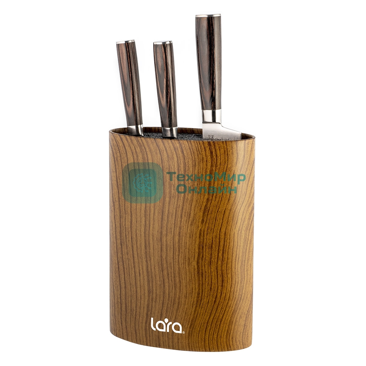 Подставка для ножей универсальная LARA LR05-101 Wood овальная Soft touch полипропилен