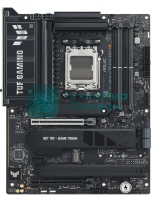 Материнская плата ASUS TUF GAMING X870E-PLUS WIFI7, AM5, AMD X870E, 4xDDR5, 4xSATA, 4xM.2, 1xPCIe 5.0 x16, 1xPCIe 4.0 x4, 1xPCIe 3.0 x1, 1xHDMI, 1x2.5Gb LAN, Wi-Fi 7, Bluetooth 5.4, 2xUSB-C 40Gbps, 3xUSB-A 10Gbps, 4xUSB-A 5Gbps, 4xUSB-A 2.0, 3x3.5 мм, 7.1, ATX