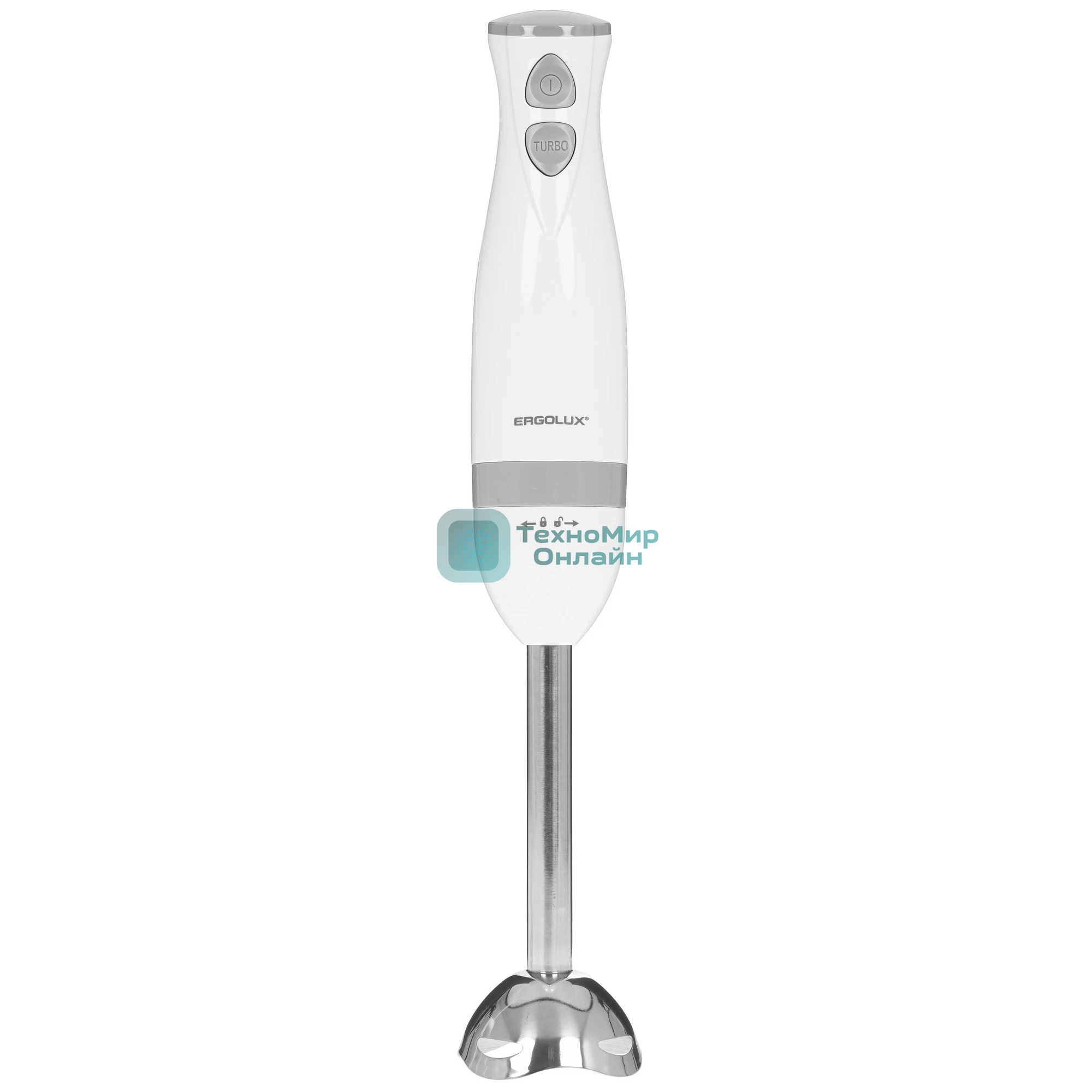 Блендер погружной Ergolux ELX-HB02-C31 (13125) 2 скорости, 500 Вт, 220-240В нерж.сталь, бело-сер.