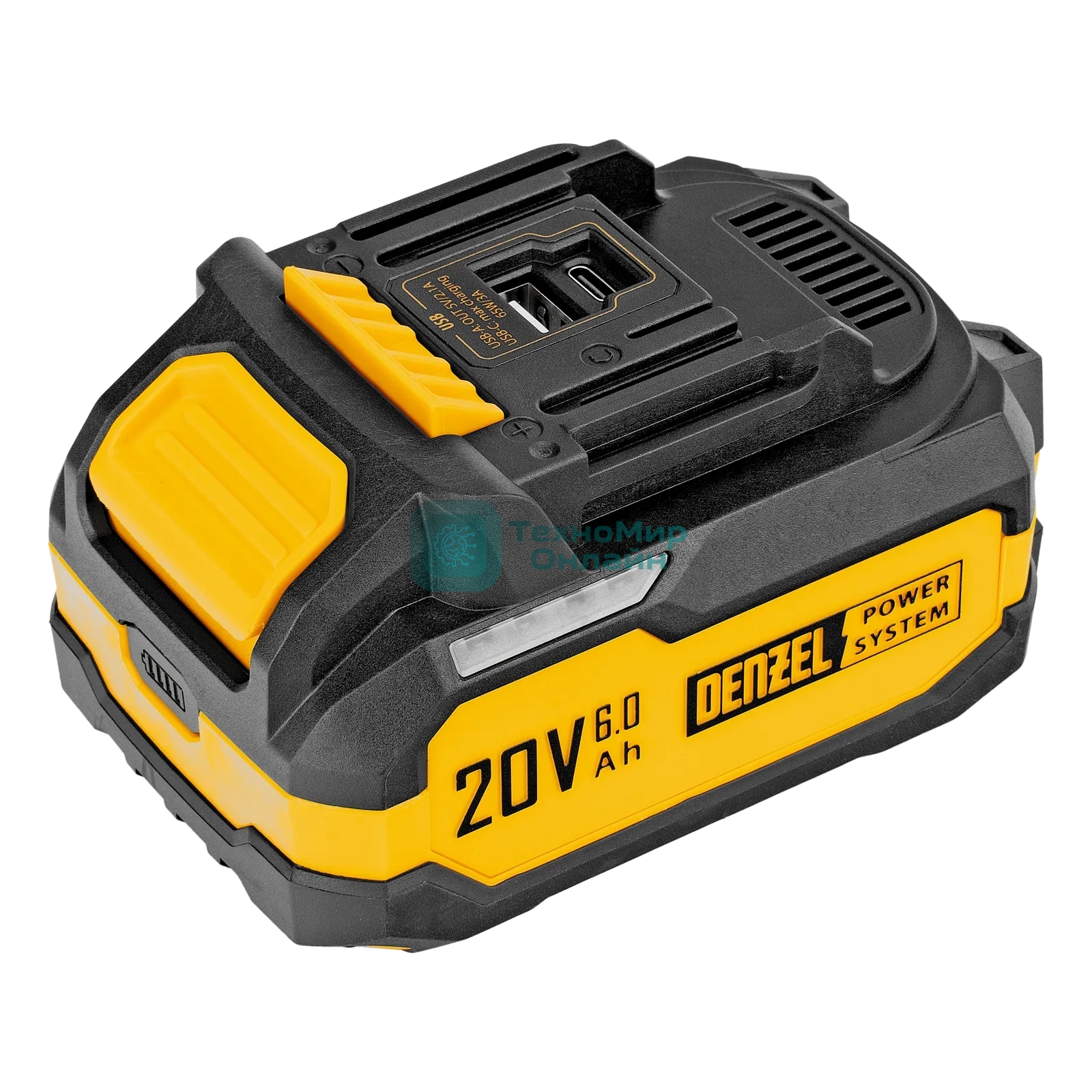 Батарея аккумуляторная Denzel BH-20-6.0, Li-Ion, USB, 20 В, 6,0 Ач