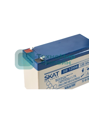 Батарея для ИБП свинцово-кислотная SKAT SB 1209S тип AGM 12V 9А·ч I зар. 2,6 А (ножевые клеммы) (8970)