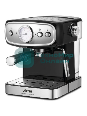 Кофеварка рожковая Ufesa CE7244 BRESCIA черный/серебристый, исп. кофе - молотый, 1.5 л, 850 Вт, 20 бар