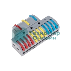 Клемма Rexant СМК 3х4 проходная разветвительная 3 полюса, с монтажной площадкой (1 ввод, 4 вывода на полюс) (10 шт/уп)
