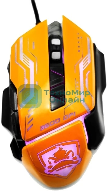 Мышь проводная Ritmix ROM-363 оранжевый, 3200 dpi, USB, кнопки - 7