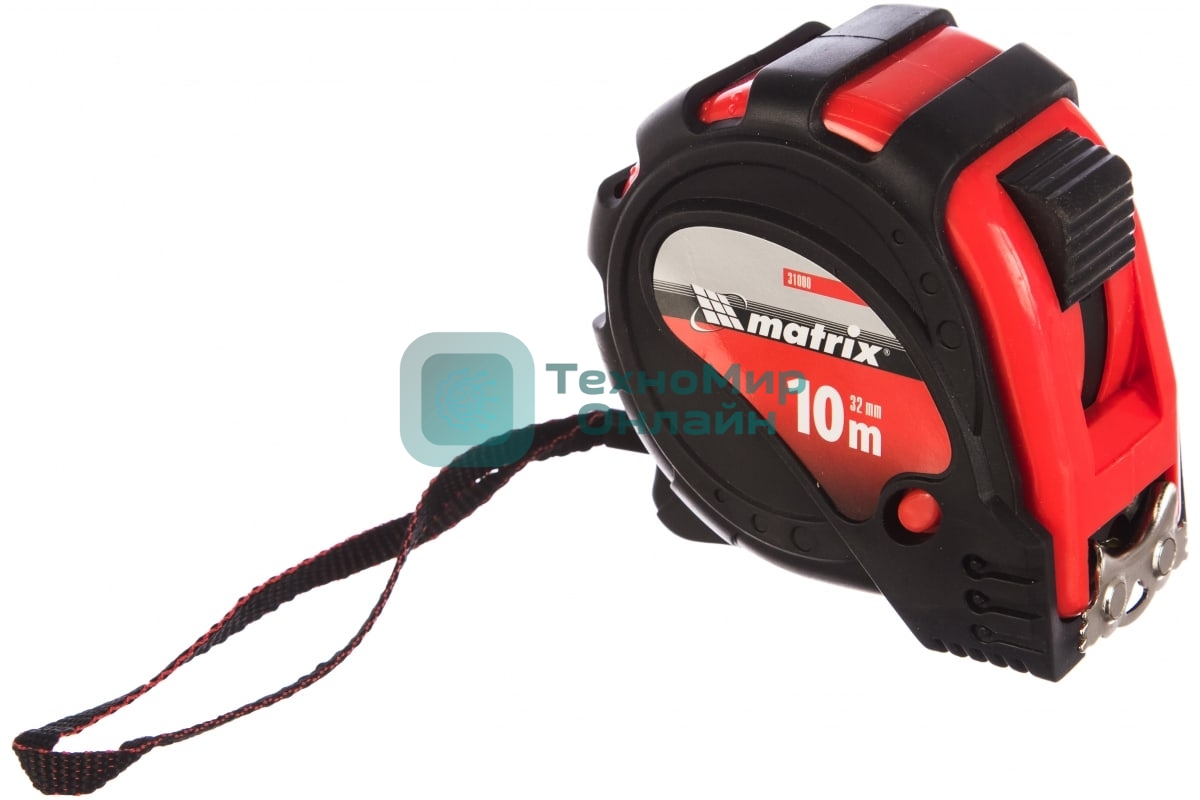 Рулетка Matrix status magnet 3 fixations 10мх32мм обрезиненный корпус зацеп с магнитом