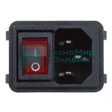 Выключатель клавишный Rexant 250V 10А (4с) ON-OFF красный с подсветкой и штекером C14 3PIN