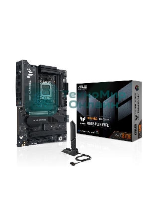 Материнская плата ASUS TUF GAMING X870E-PLUS WIFI7, AM5, AMD X870E, 4xDDR5, 4xSATA, 4xM.2, 1xPCIe 5.0 x16, 1xPCIe 4.0 x4, 1xPCIe 3.0 x1, 1xHDMI, 1x2.5Gb LAN, Wi-Fi 7, Bluetooth 5.4, 2xUSB-C 40Gbps, 3xUSB-A 10Gbps, 4xUSB-A 5Gbps, 4xUSB-A 2.0, 3x3.5 мм, 7.1, ATX