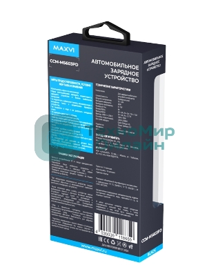 Автомобильное зарядное устройство Maxvi CCM-MS603PD 43W 6A (USB + Type-C, QC3.0 PD3.0) черный