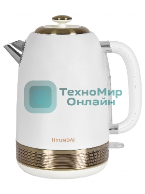 Чайник электрический Hyundai HYK-S4500 1.7 л, 2200 Вт, жемчужный/золотистый (корпус: нержавеющая сталь/пластик)