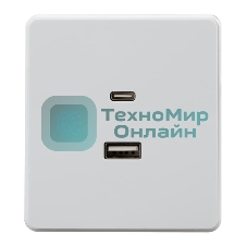 Розетка Kranz ROUND USB-A+Type-C 3А с функцией быстрой зарядки перламутр