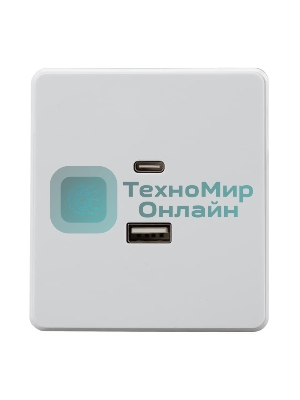 Розетка Kranz ROUND USB-A+Type-C 3А с функцией быстрой зарядки перламутр