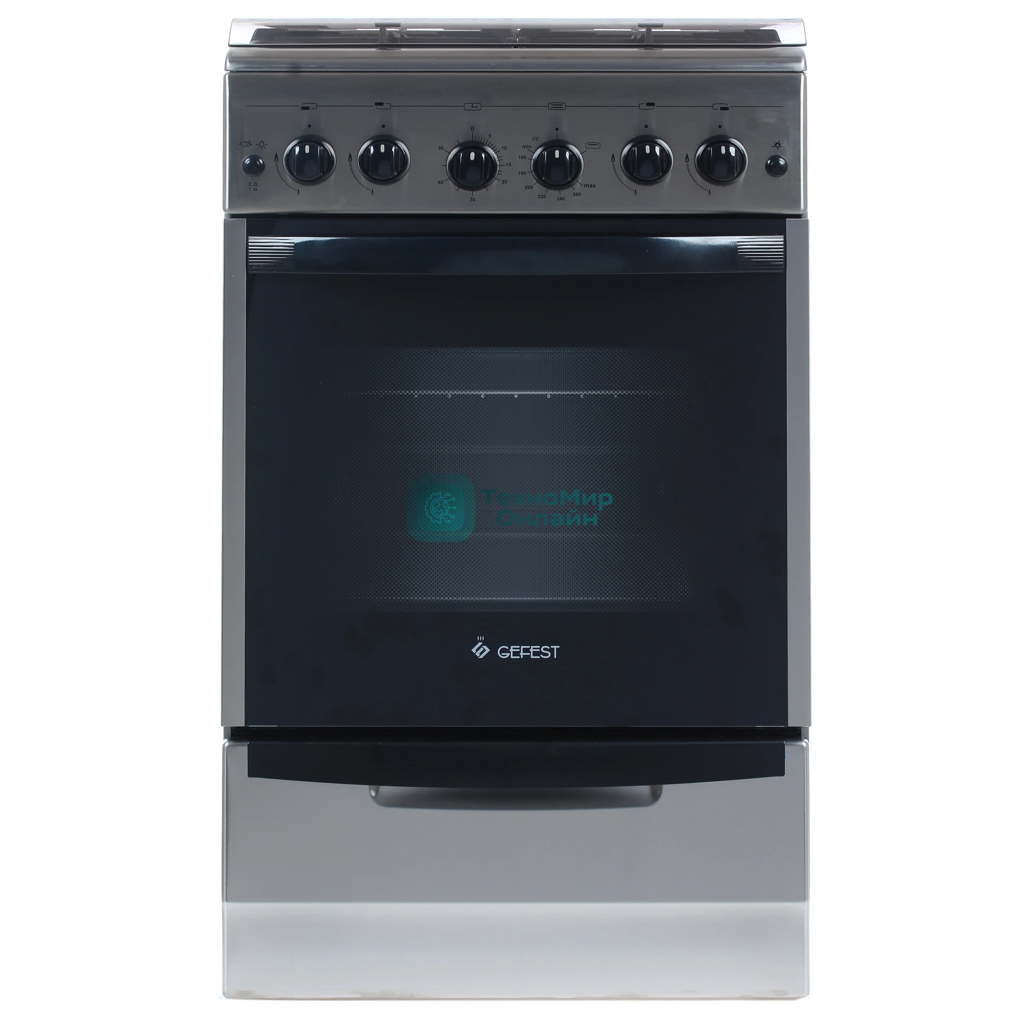 Плита газовая Gefest ПГ 5100-02 0004 серебристый, конфорок 4 шт, духовка 52 л, 50 см x 85 см x 58.5 см