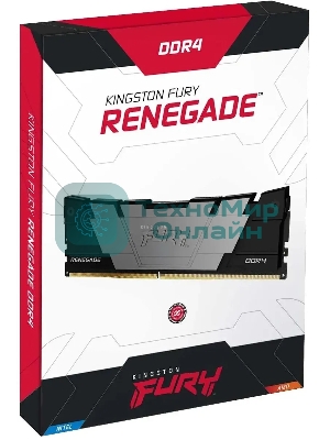 Оперативная память Kingston Fury Renegade, DDR4, 16Gb (1x16GB), 4000MHz, CL19, DIMM, с радиатором, черный