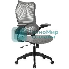 Кресло руководителя Бюрократ Sigma 1 серый, сетка/ткань, крестов. пластик