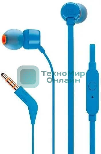 Проводные наушники JBL Tune 110 синий, внутриканальные, Jack 3.5 мм