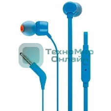 Проводные наушники JBL Tune 110 синий, внутриканальные, Jack 3.5 мм