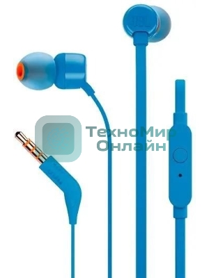 Проводные наушники JBL Tune 110 синий, внутриканальные, Jack 3.5 мм