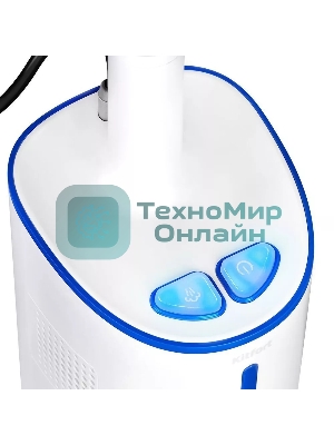 Пылесос вертикальный паровой Kitfort КТ-5157-3 белый/синий, питание от сети, 600 Вт, уборка влажная/паром/сухая, пылесборник 1,2 л