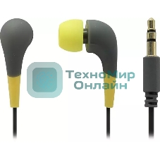 Проводные наушники Smartbuy Curve желтый/серый, внутриканальные, Jack 3.5 мм, покрытие soft-touch, сменные амбушюры