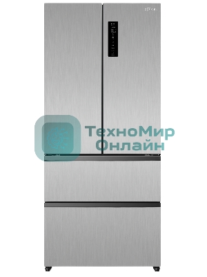 Холодильник Zugel ZRFDI470X нержавеющая сталь трехкамерный 309/95л морозилка снизу, No Frost, Side by Side