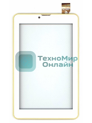 Сенсорное стекло (тачскрин) для Irbis TZ753, белое с желтой рамкой