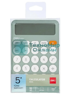 Калькулятор настольный Deli EM124GREEN зеленый 12-разр.