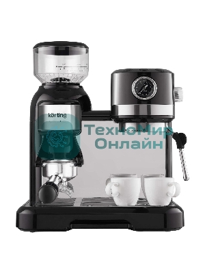 Кофемашина автоматическая Korting KCM 1015 N Ottimo черный/серебристый, исп. кофе - зерновой, 1500 Вт, 19 бар