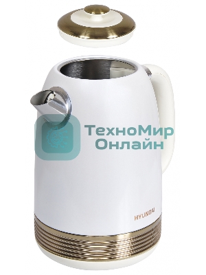Чайник электрический Hyundai HYK-S4500 1.7 л, 2200 Вт, жемчужный/золотистый (корпус: нержавеющая сталь/пластик)