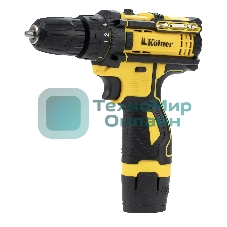 Дрель-шуруповерт Kolner KCD 12/2C, 12 В, 1,5 Ач, 29 Нм, щеточный