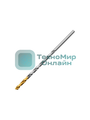 Сверло спиральное по металлу Denzel 4 х 119 мм, Р6М5, Golden Tip, удлиненное