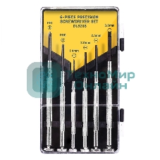 Набор прецизионных отвертокDeli DL3206 6 шт Набор прецизионных отверток из 6 предметов: 2 шт. Philips: PH1, PH04 шт. Шлиц: 1,4 мм, 2,0 мм, 2,4 мм, 3,0 мм. Cr-V. Черная отделка.